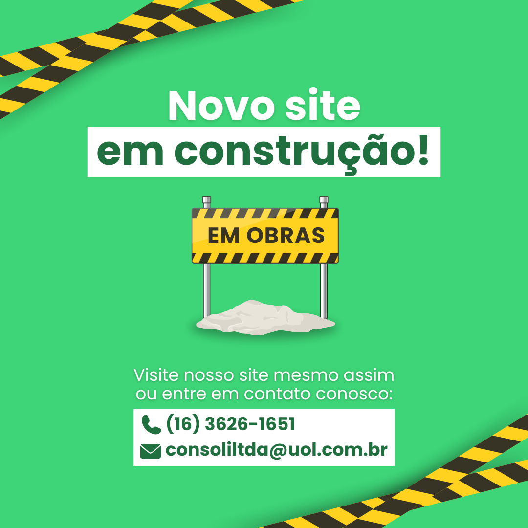 Imagem com texto "Novo site em construção!"